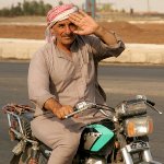 The Syrian Bedouins, besides camels, perfectly move on low-power motorcycles